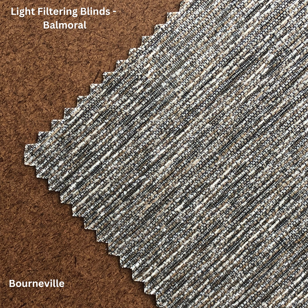 Light filtering blinds in Balmoral style in bourneville colour