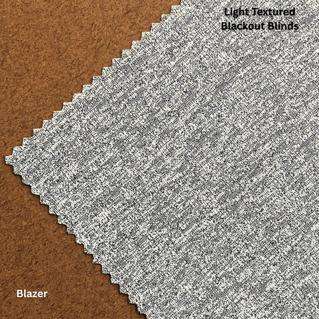 Light textured blackout blinds in Skye style in Blazer colour