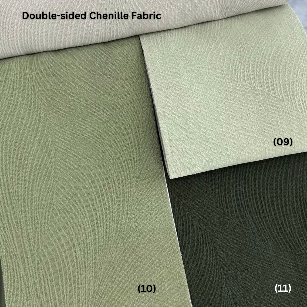 Double sided chenille fabric curtain in green tone colour