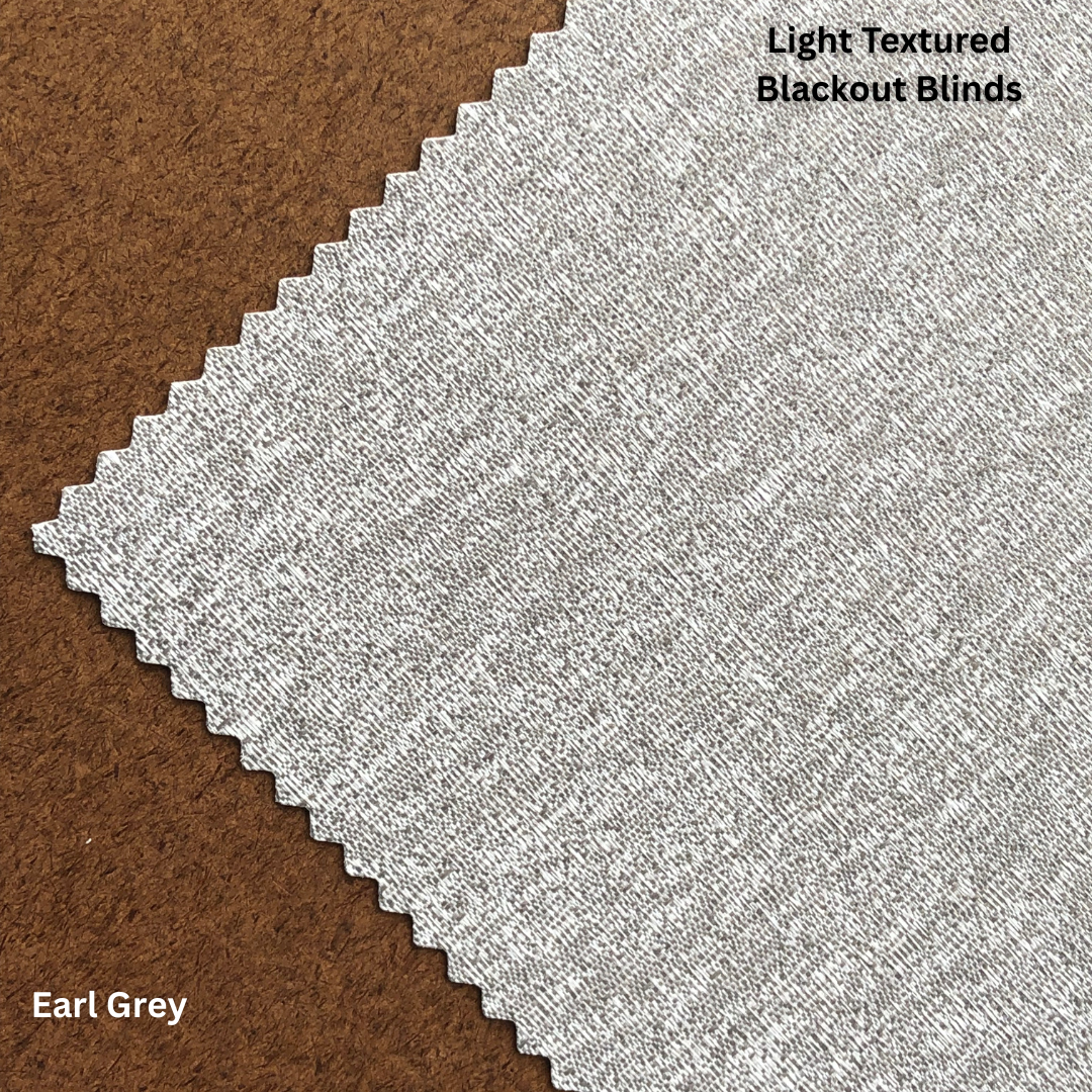 Light textured blackout blinds in Skye style in Earl Grey colour