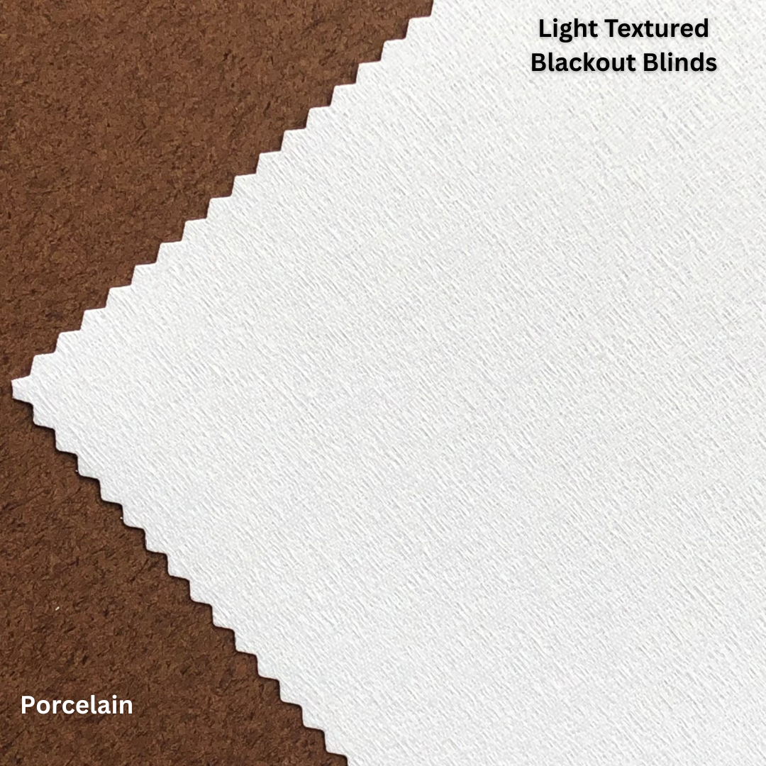 Light textured blackout blinds in skye style in Porcelain colour