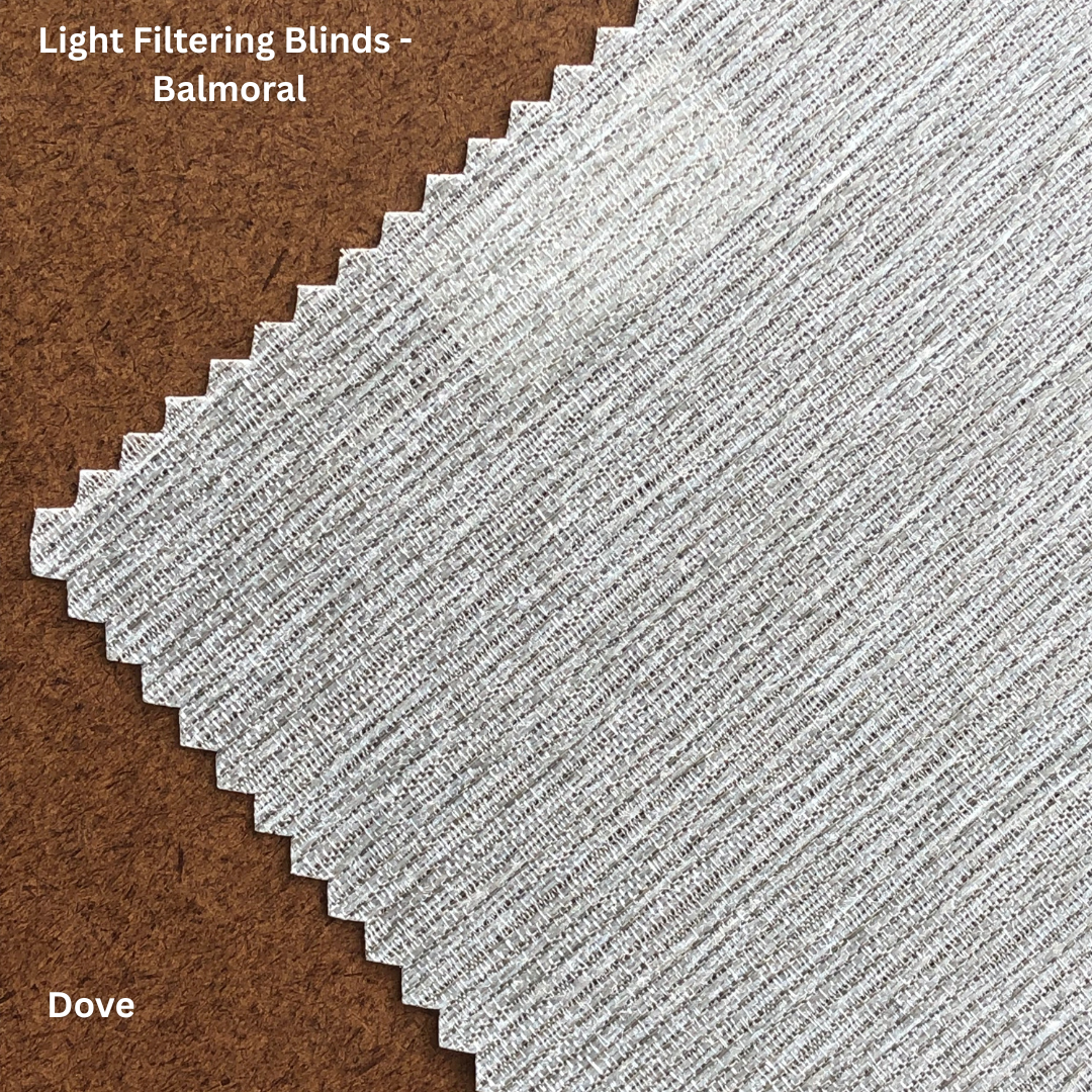 Light filtering blinds in Balmoral style in dove colour