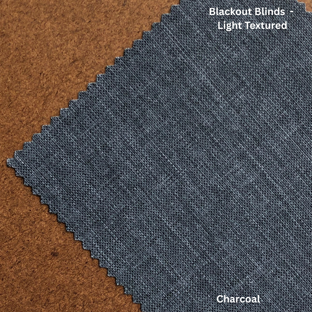 Light textured blakcout blinds in Edge style in Charcoal colour