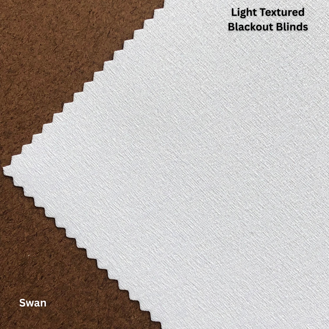 Light textured blackout blinds in Skye style in Swan colour