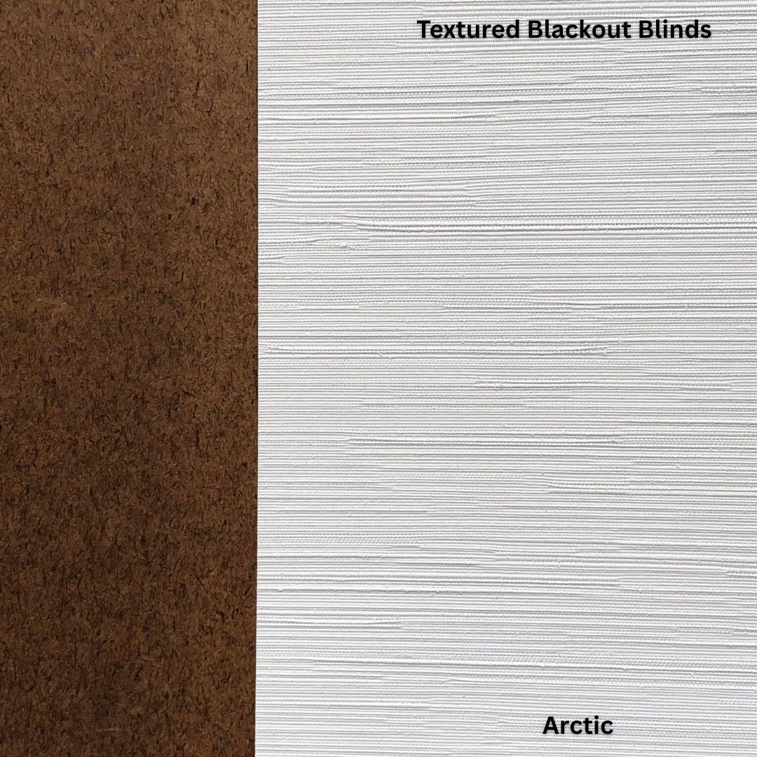 Blackout blinds with Yaringa style in Arctic colour