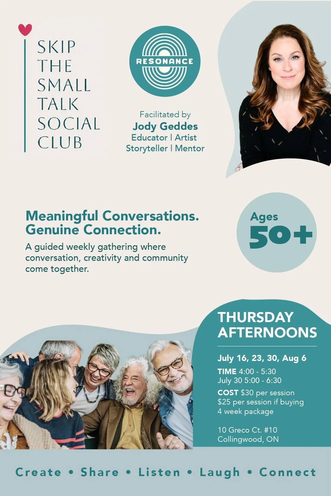 Skip the Small Talk Social Club, Ages 50+ with Jody Geddes