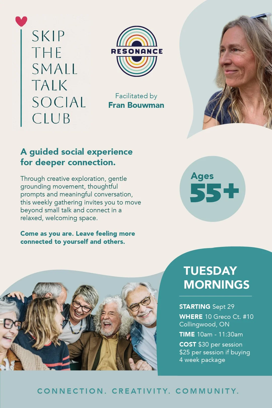 Skip the Small Talk Social Club, Ages 55+ with Fran Bouwman