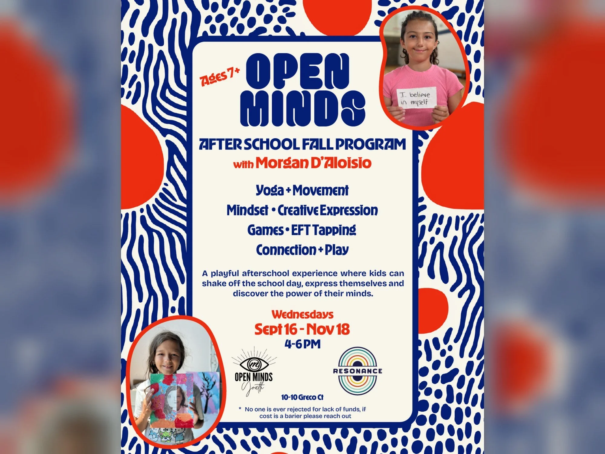 Open Minds After School Fall Program - with Morgan D’Aloisio (Ages 7+) (10 week program)