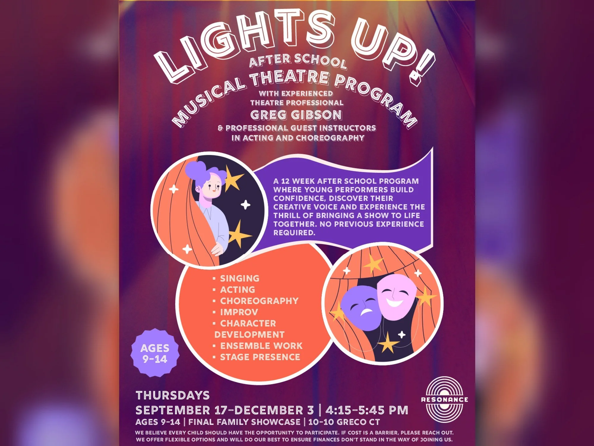 Lights Up! After School Musical Theatre Program - with Greg Gibson (Ages 9-14) (12 Week program)