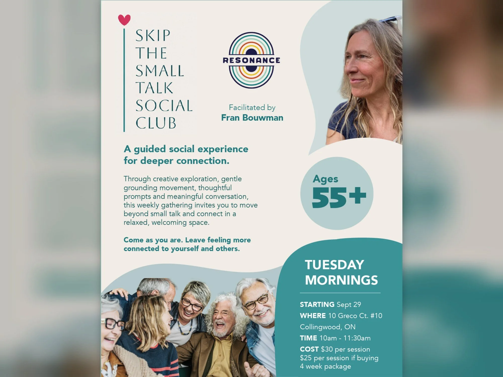 Skip the Small Talk Social Club 55+ - with Fran Bouwman (weekly)