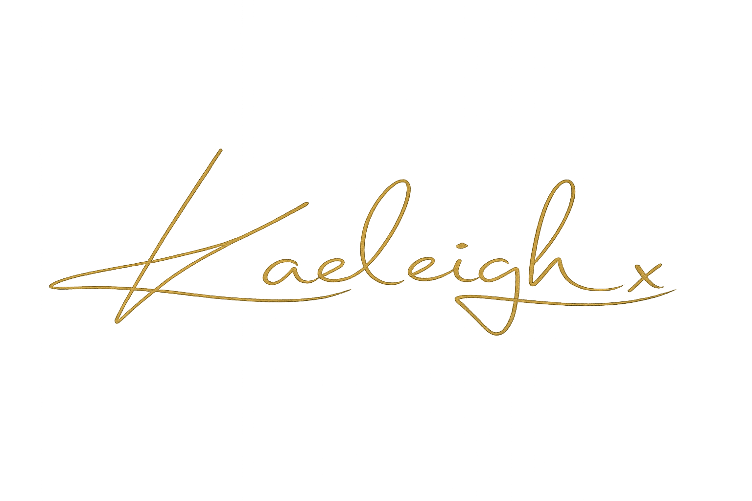 Gold cursive text on black background reading "Kaeleigh x"