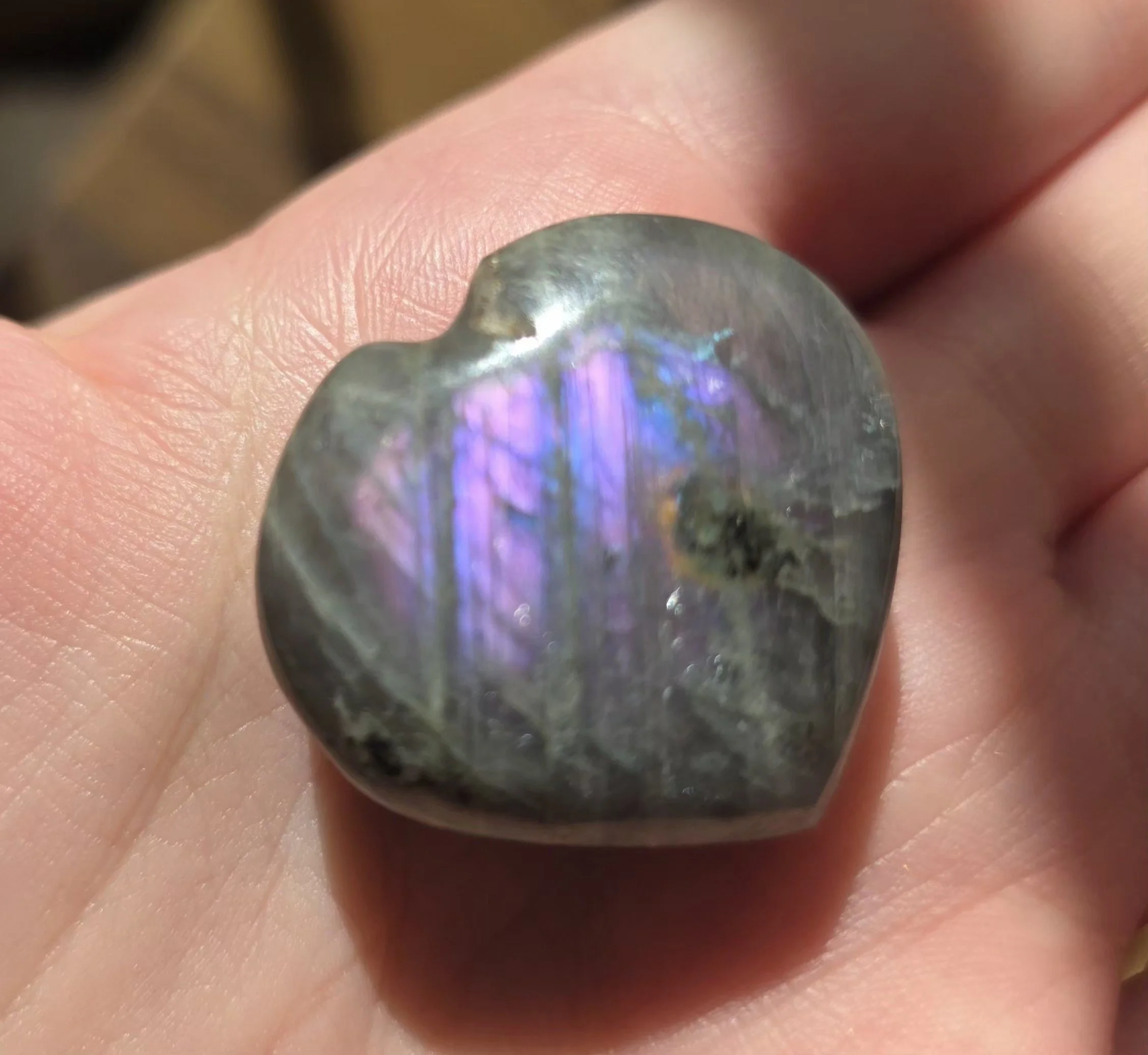 Purple Labradorite Crystal Heart