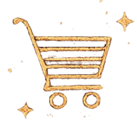 Shopping cart, with stars decorating it.