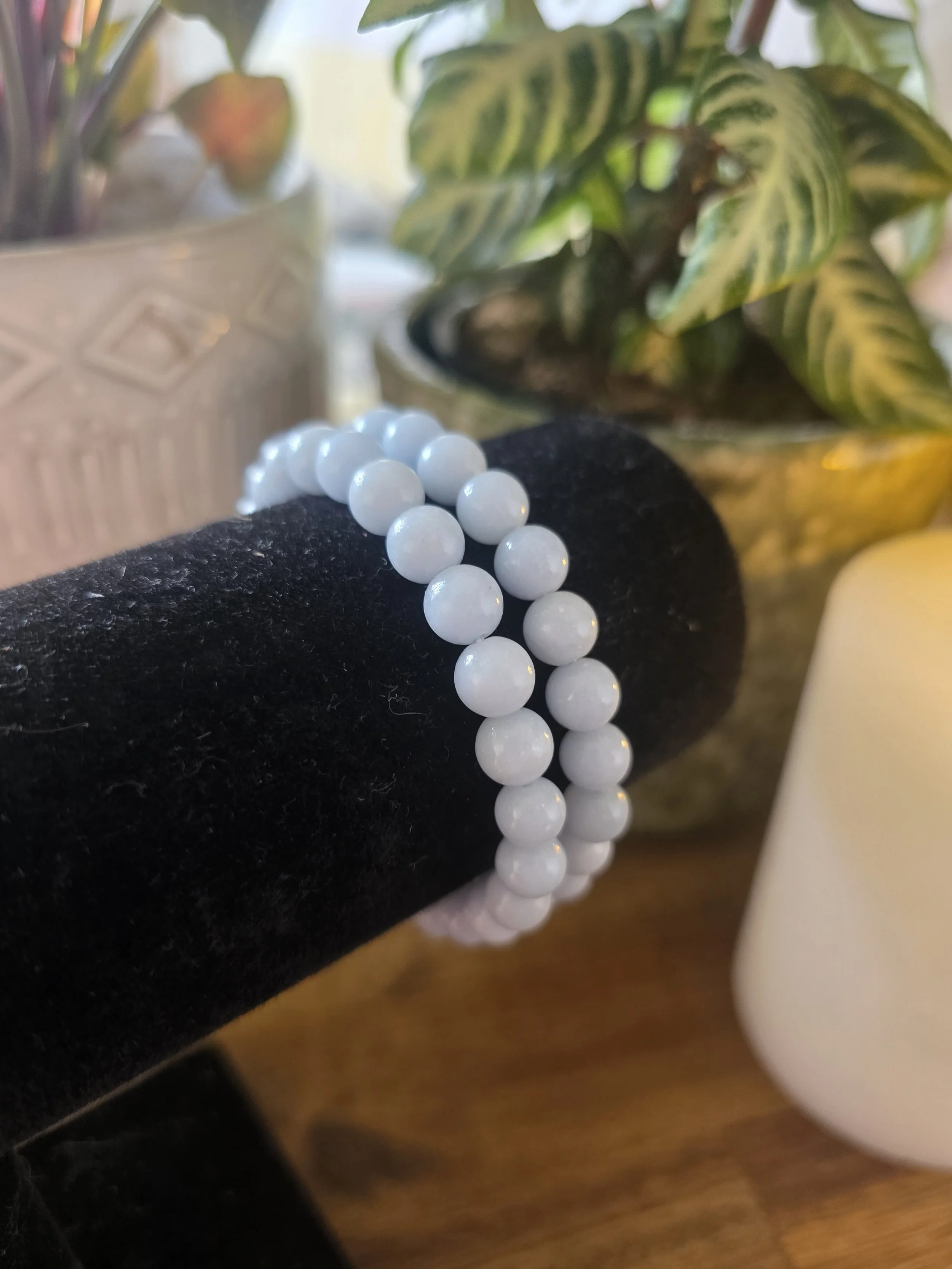 Angelite 8mm Beaded Bracelet
