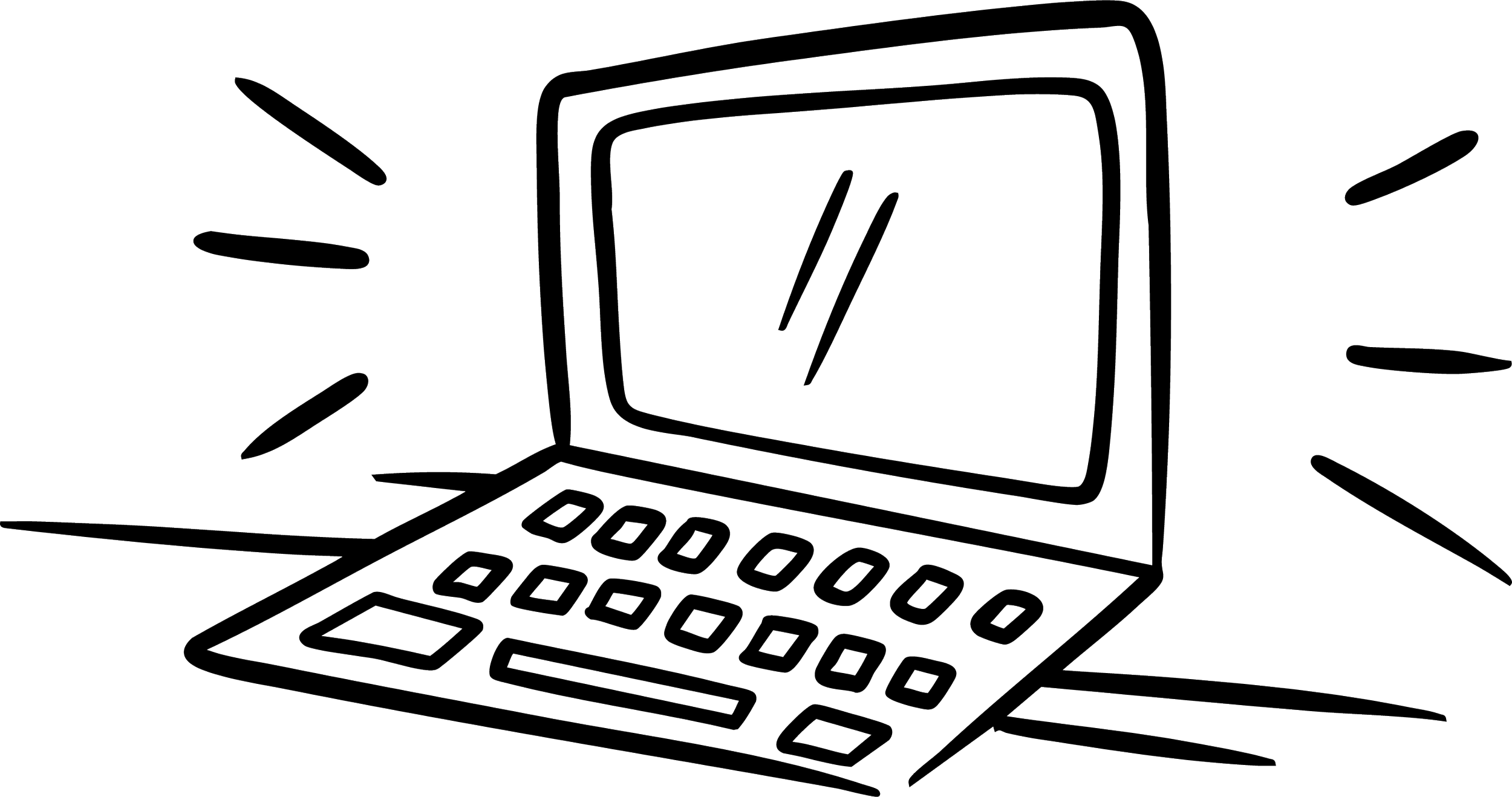 Whimsical hand drawn image of a laptop