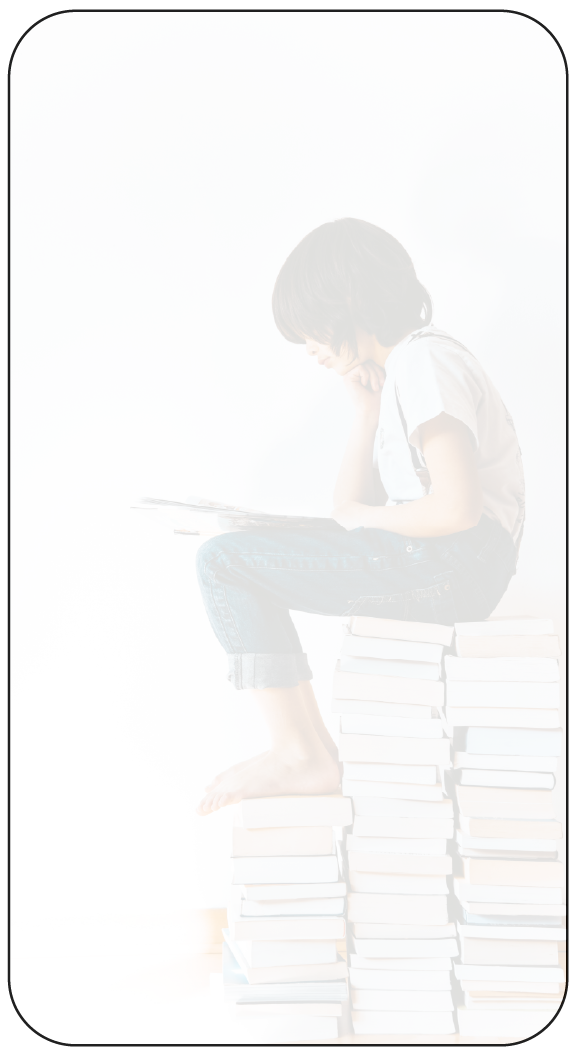 Child sitting on a stack of books, representing cumulative learning and academic growth