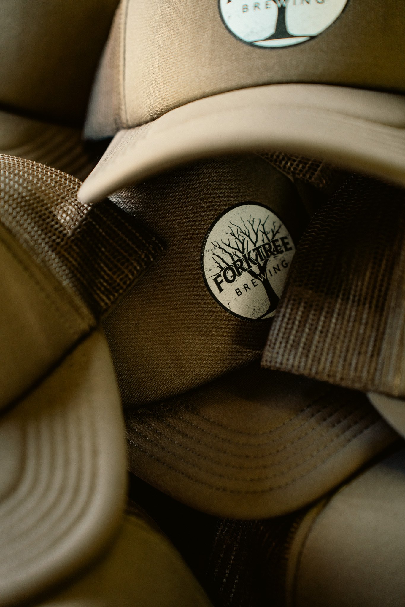 Close-up of hats with a