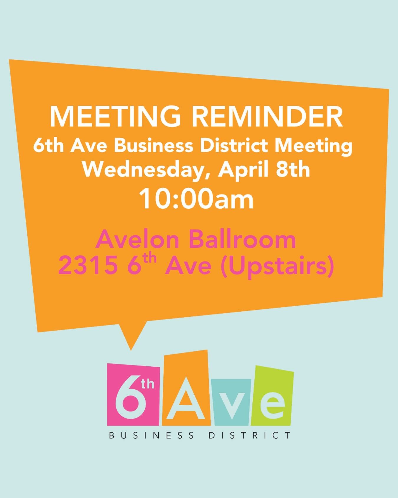 See you at our next SABD meeting! 
Wednesday, April 8th at 10am. 
Avelon Ballroom
2315 6th Ave (upstairs)