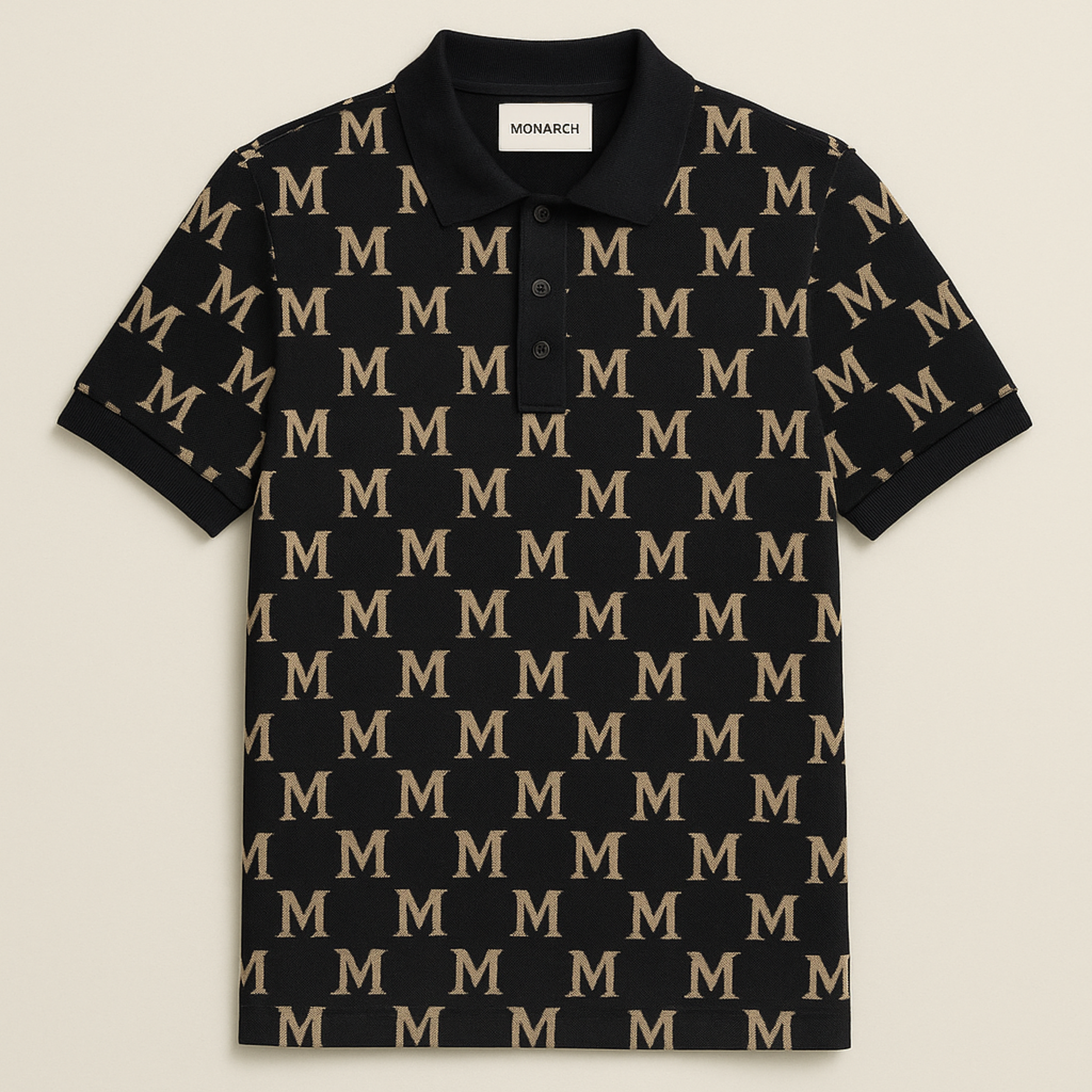 Monarch "monogram polo" in noir & gold