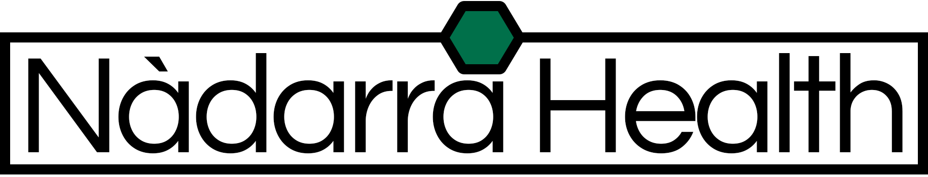 Logo with the words 'Nädarra Health' and a green hexagon above the letter 'a'.