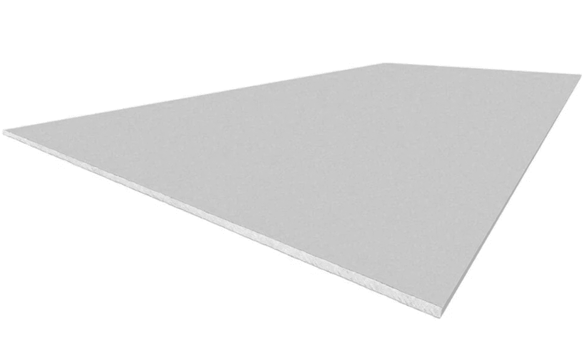 A plain gray rectangular plasterboard panel viewed from an angle.