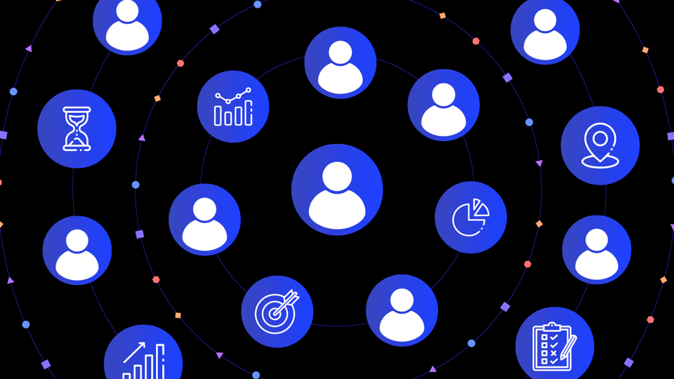 Digital infographic with human icons and charts representing data, analytics, and networking concepts.
Animated infographics in 2D motion design