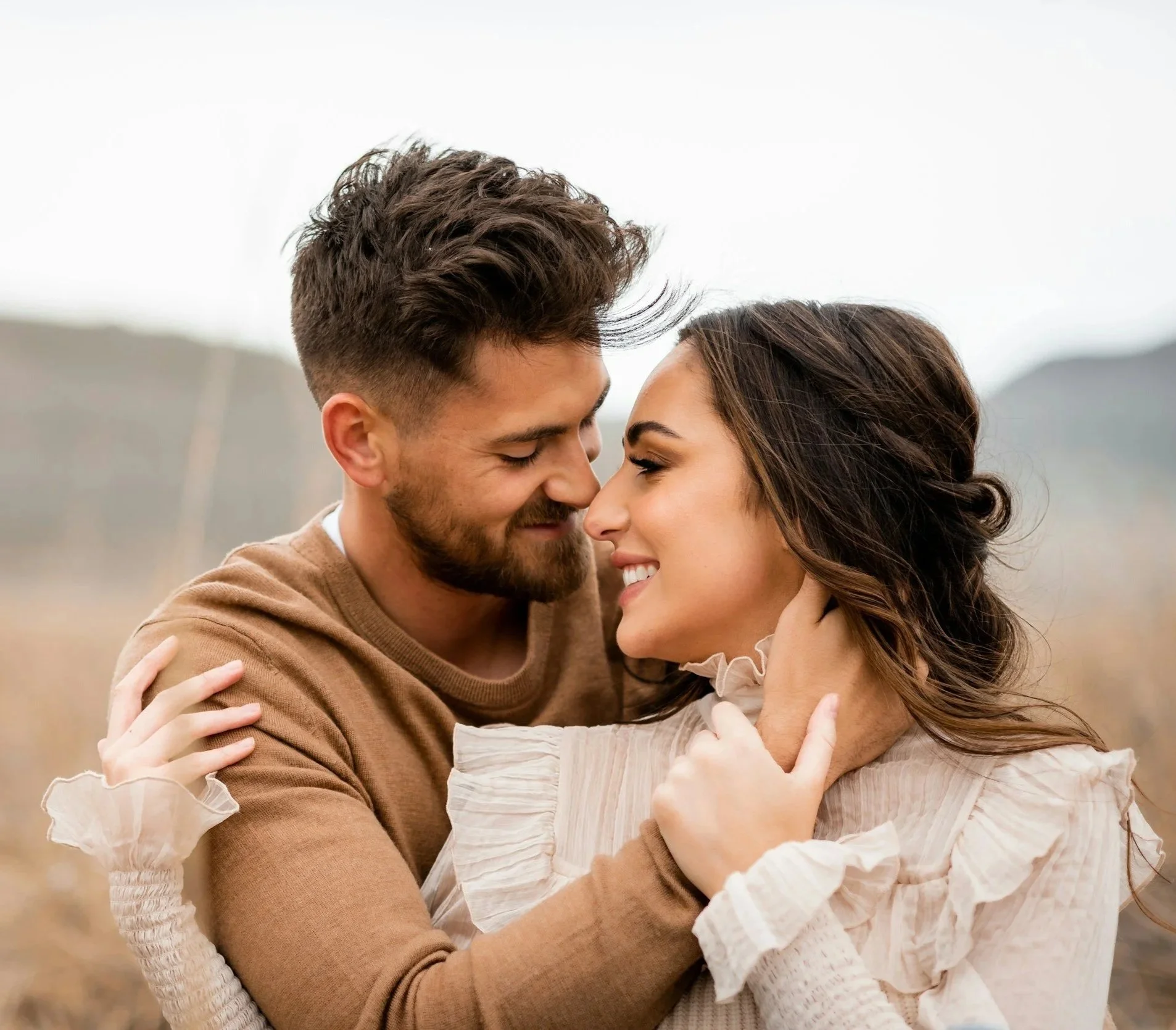 Couple sharing a close, affectionate moment representing emotional connection and intimacy in a relationship