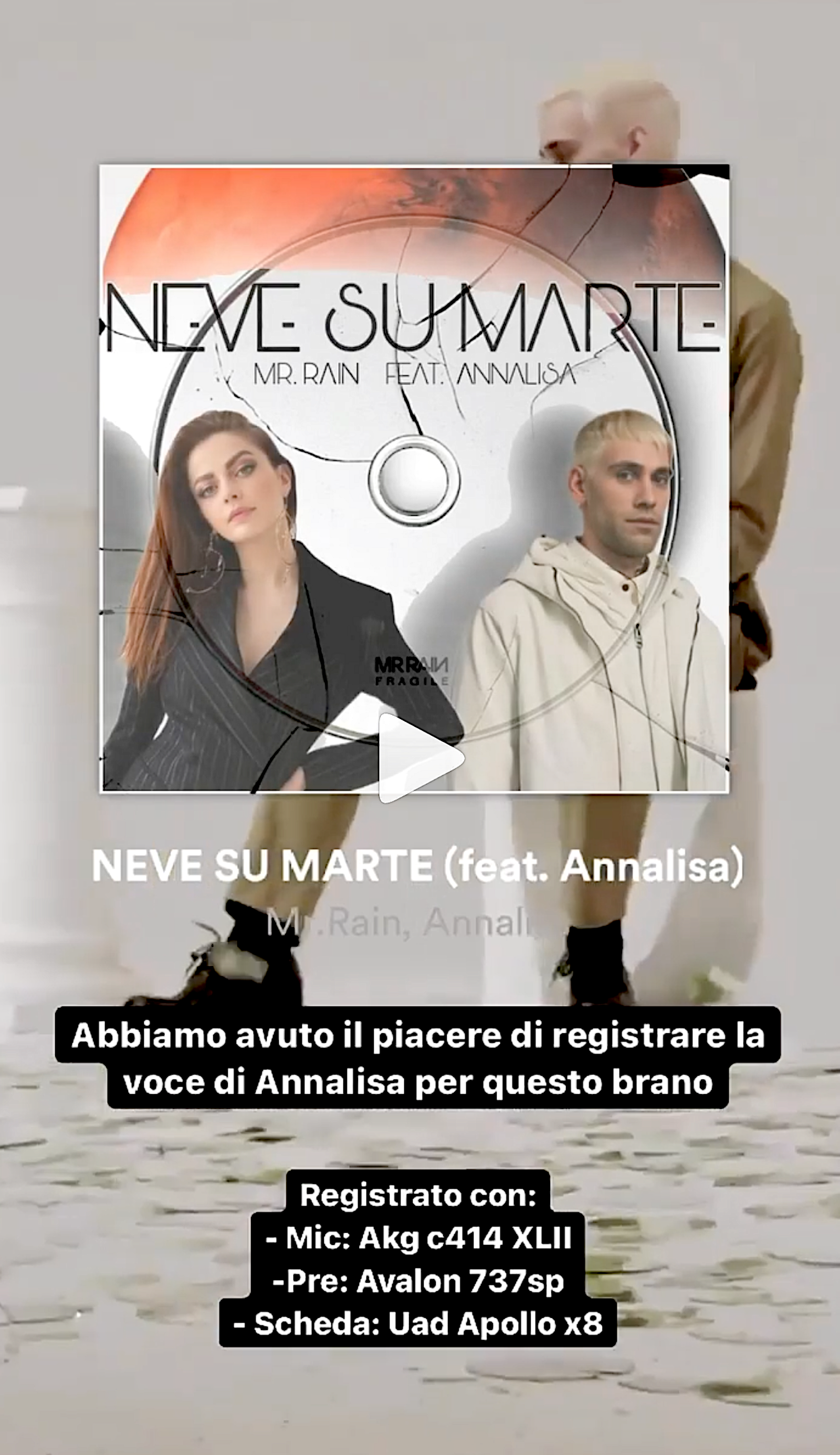 Annalisa – “Neve su Marte”, voce registrata presso GLOW UP Music Studio con Nacor Fischetti.