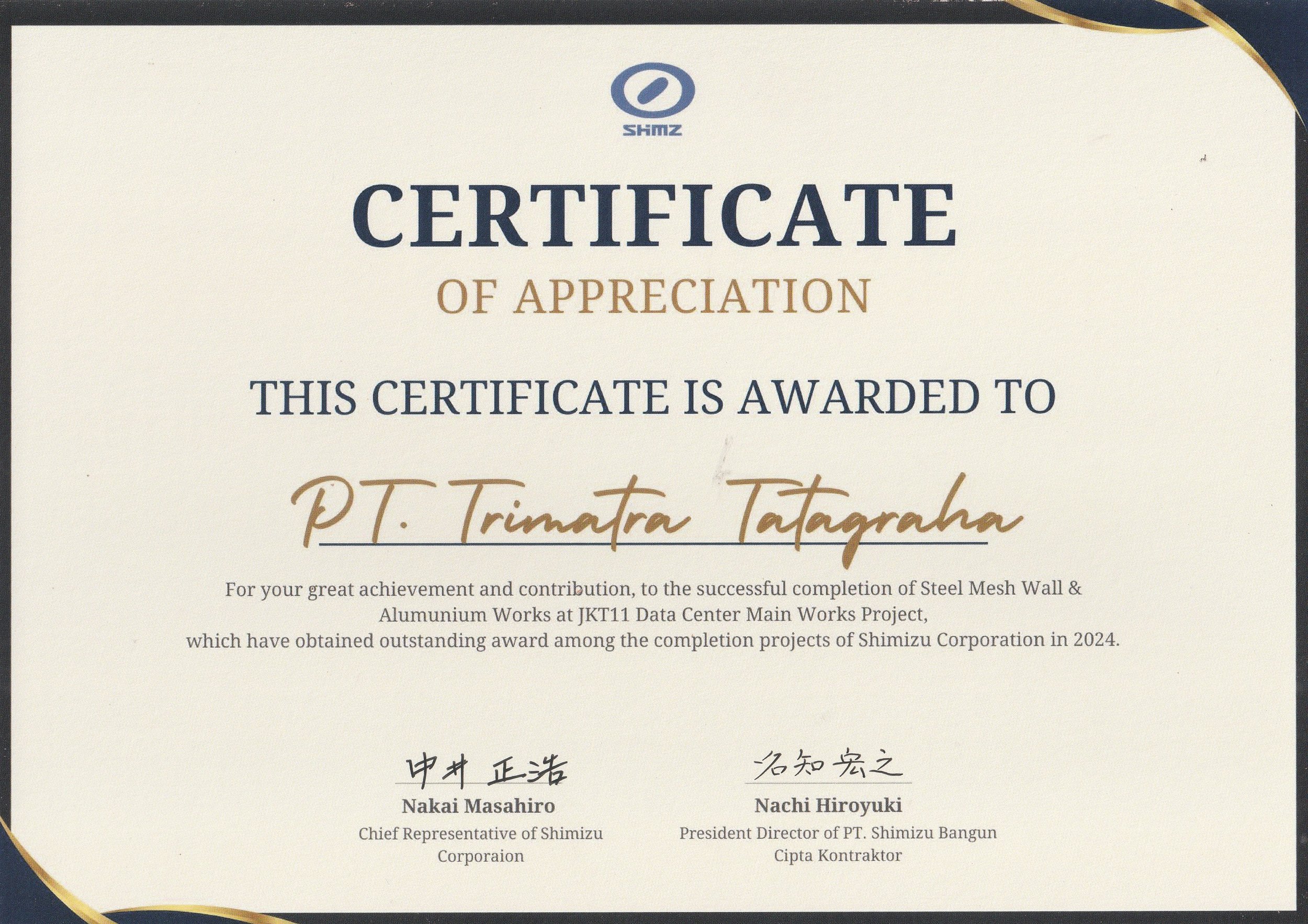 Certificate Trimatra Tatagraha