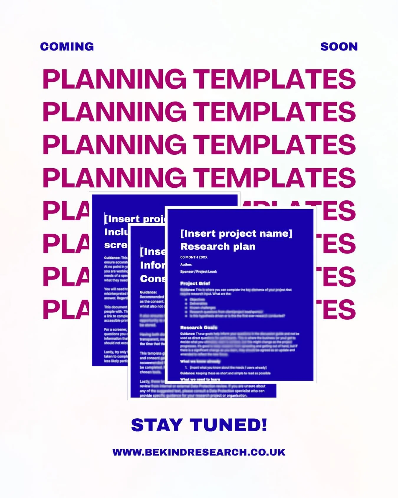 The &lsquo;Planning templates pack&rsquo; is almost here! 

Give you the chance to embed clear, inclusive, transparent research communication into your projects from the very start! 

Included in the pack will be: 

- Sharable research planning templ
