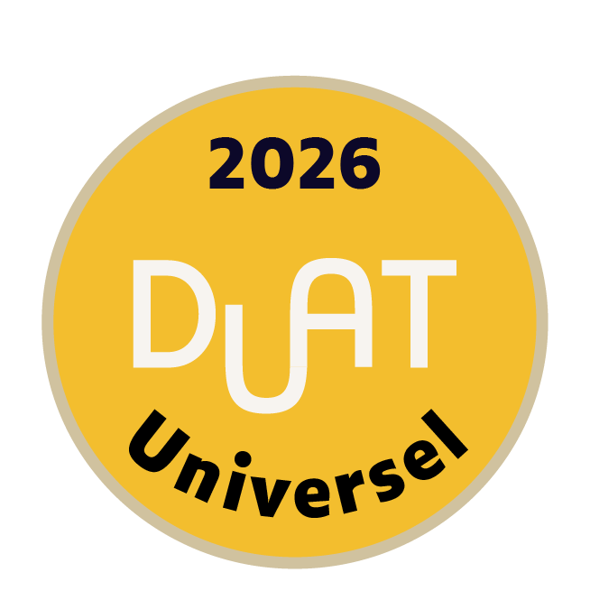 Gold circular badge with black and white text reading '2026 DUAL Universal'