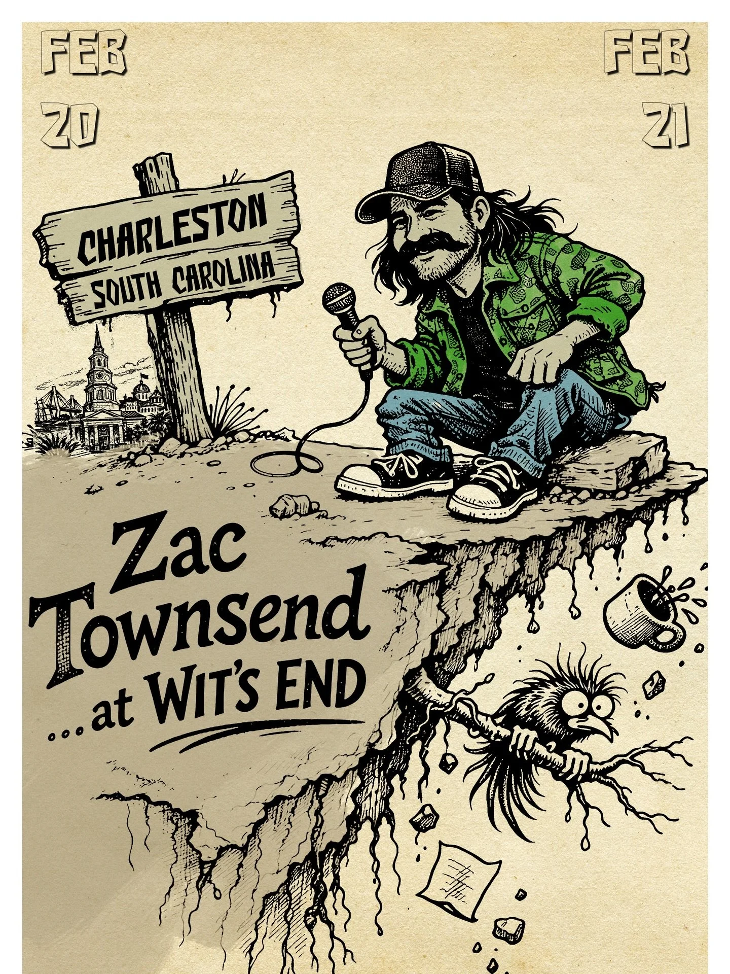 Loved doing these designs for @zactownsend_ and @witsendcharleston ! Don&rsquo;t miss him tonight and tomorrow in Charleston at Wit&rsquo;s End!
