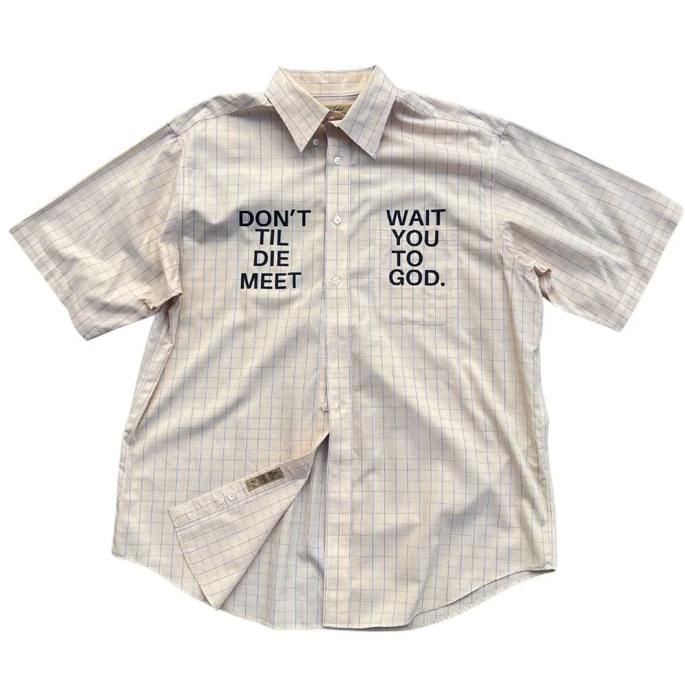 Roundtree & Yorke Cream Short Sleeve Shirt Men's L