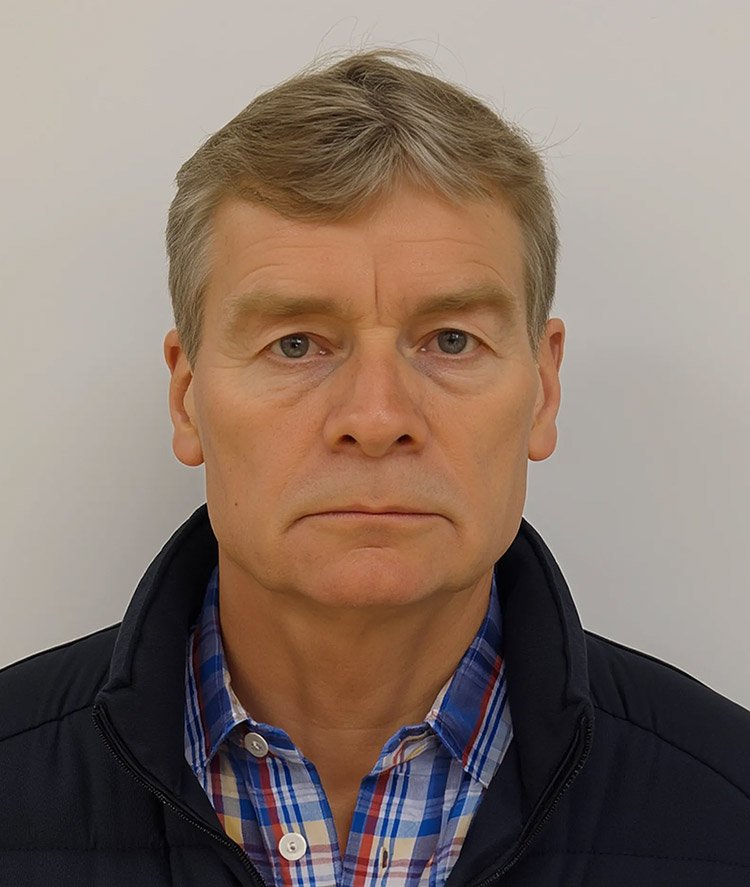 Silhouette of a person's head and shoulders against a white background.