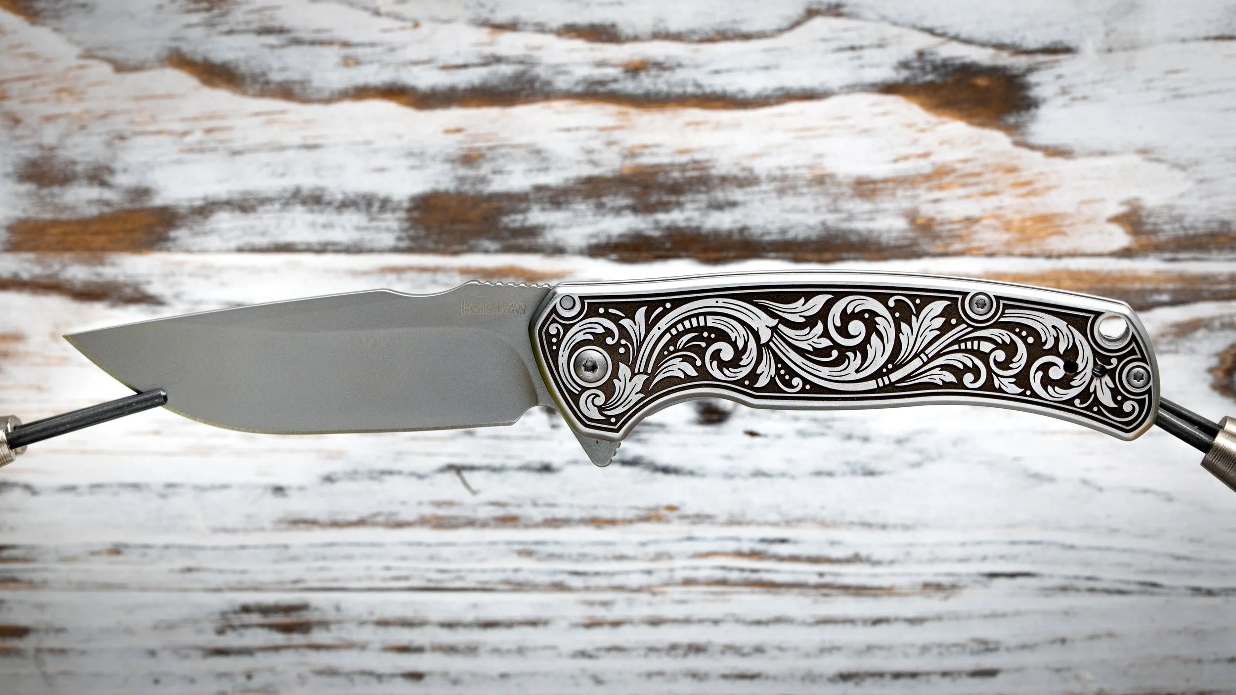 Engraved Kershaw Scour Knife (Scroll)