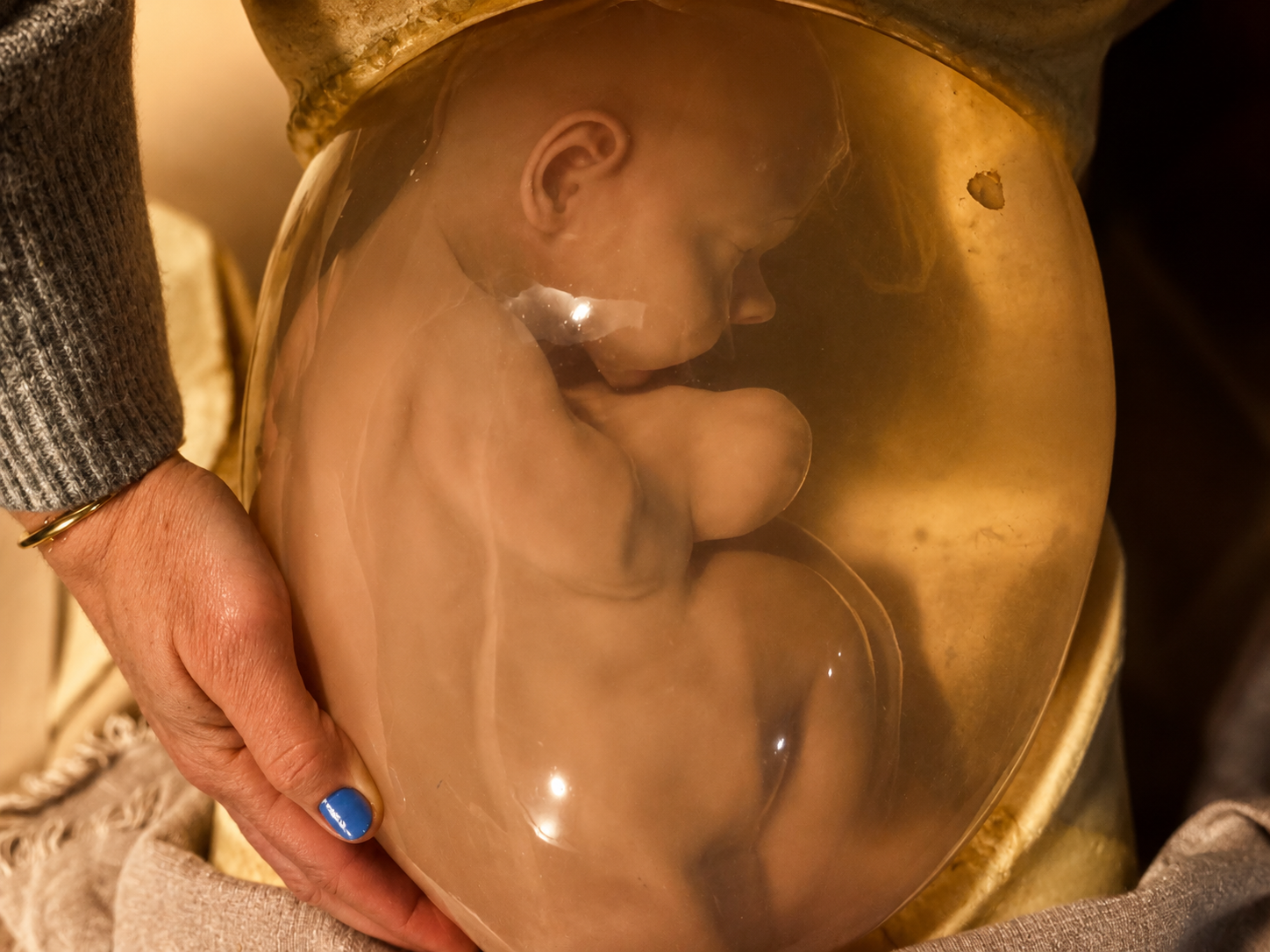Oefenmodel met een baby in de baarmoeder voor vaardigheidstraining uitwendige versie