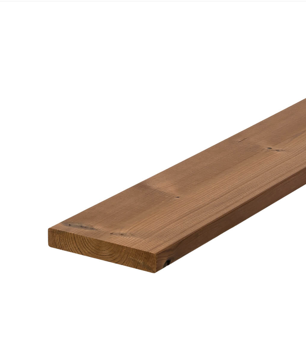 Lunawood Thermowood plank used for either exterior or interior, beautiful unique look