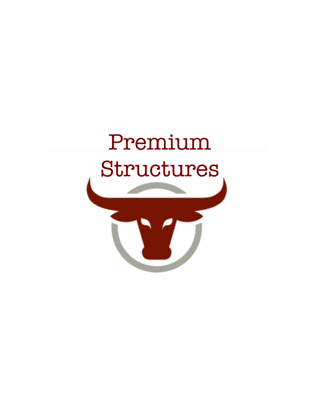 Logo with a stylized buffalo head and the text 'Premium Structures' above it.