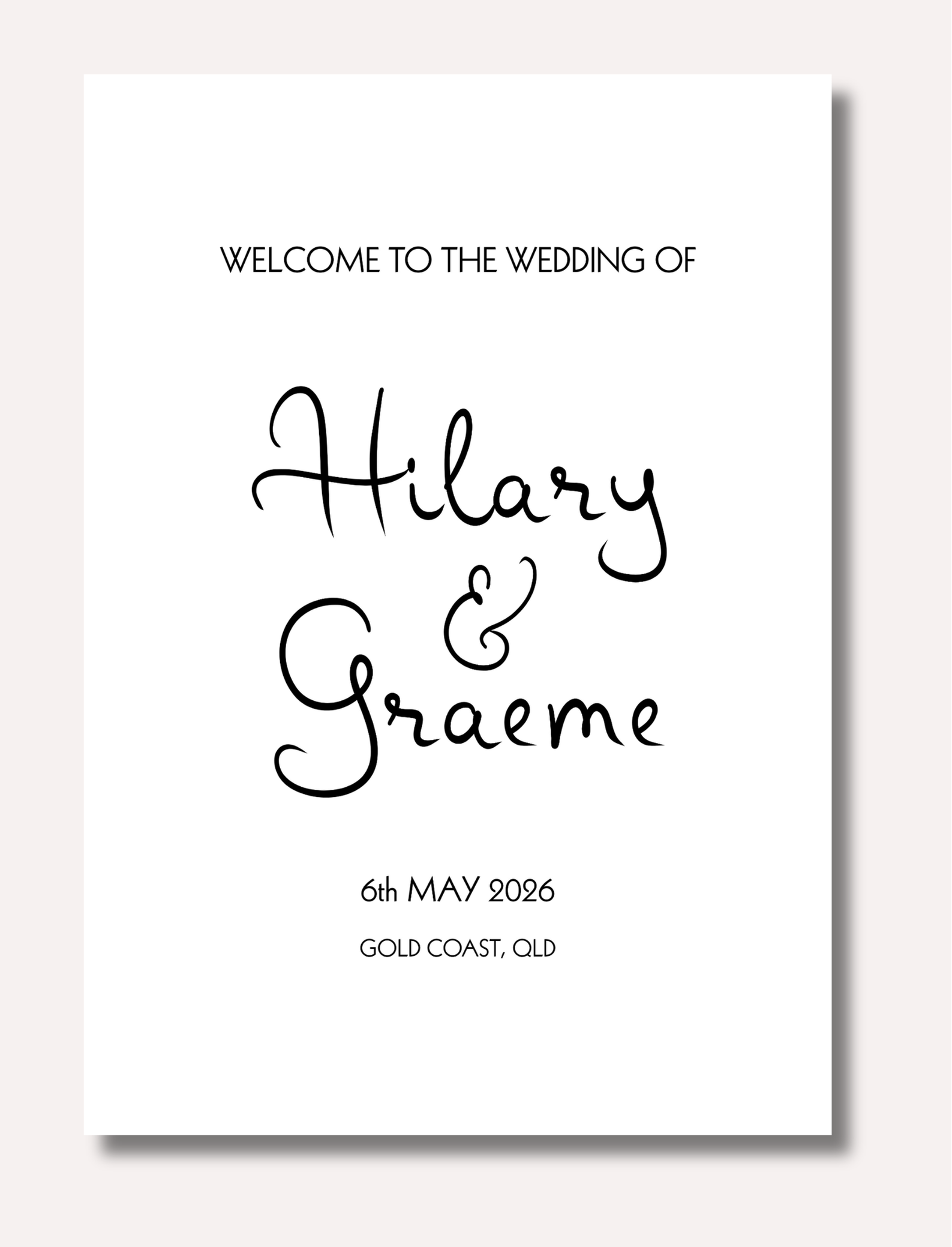 'Hilary' Acrylic Welcome Sign