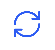 Blue circular refresh or reload icon with arrows forming a loop.