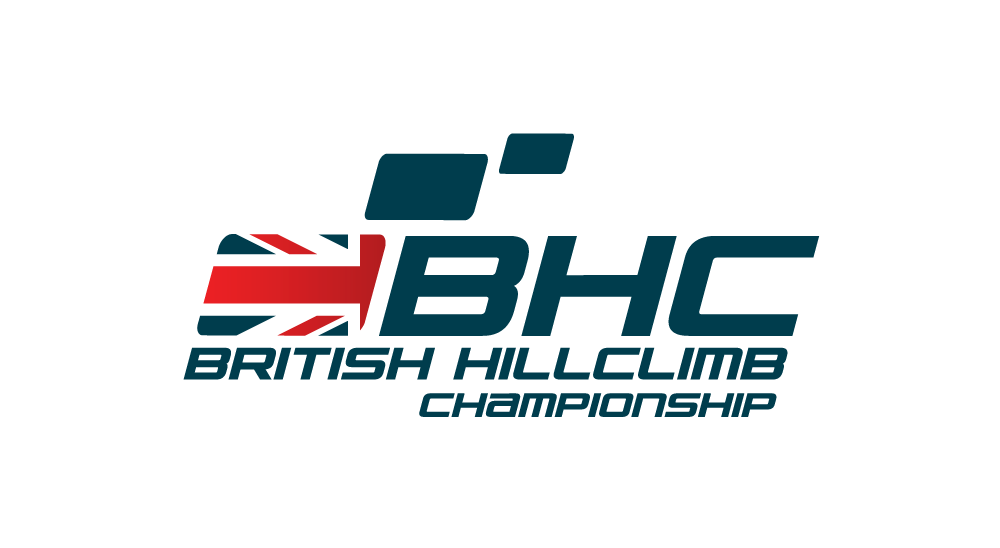 Logo for the British Hillclimb Championship with stylized text and a Union Jack flag