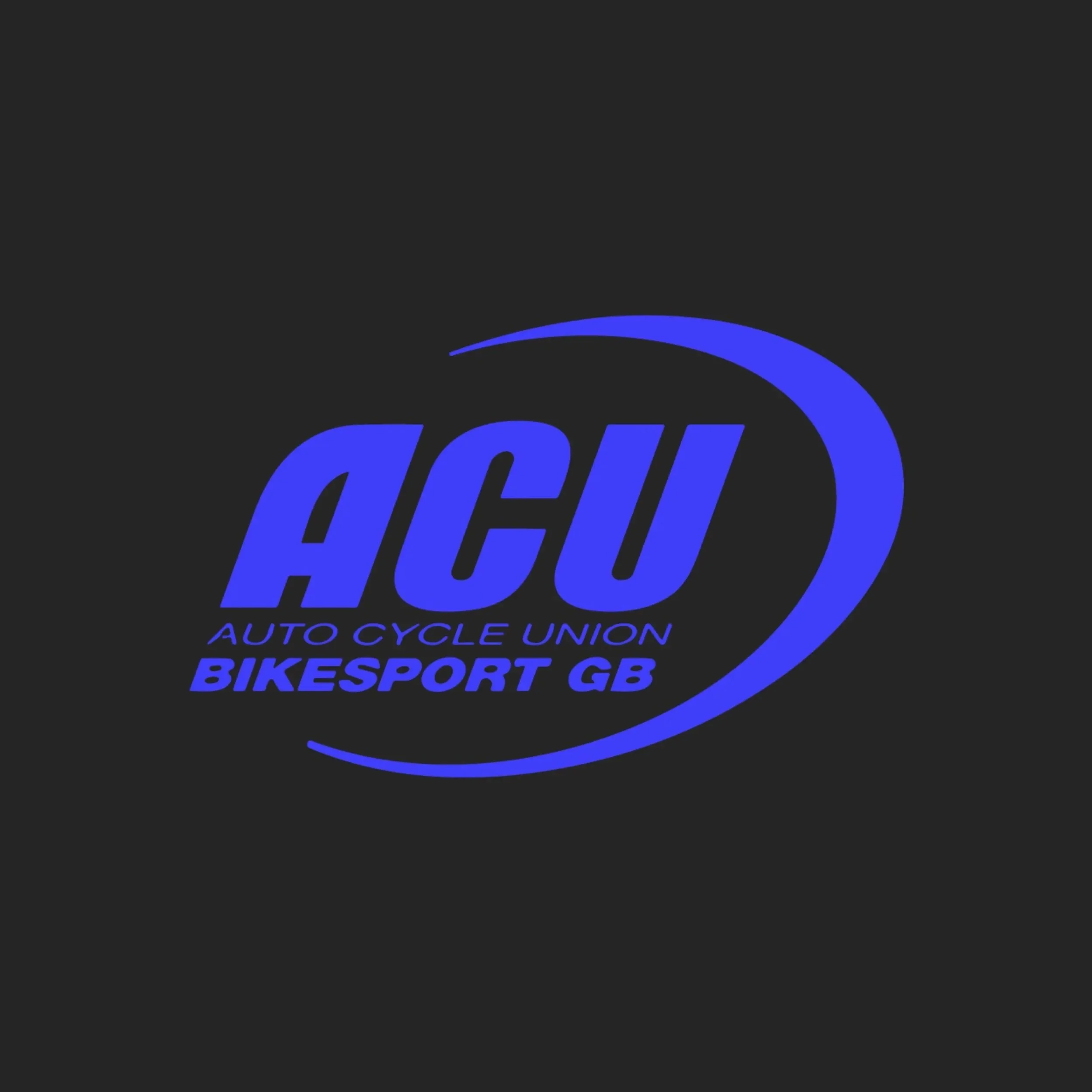Logo of Auto Cycle Union Bikesport GB in blue on a black background.