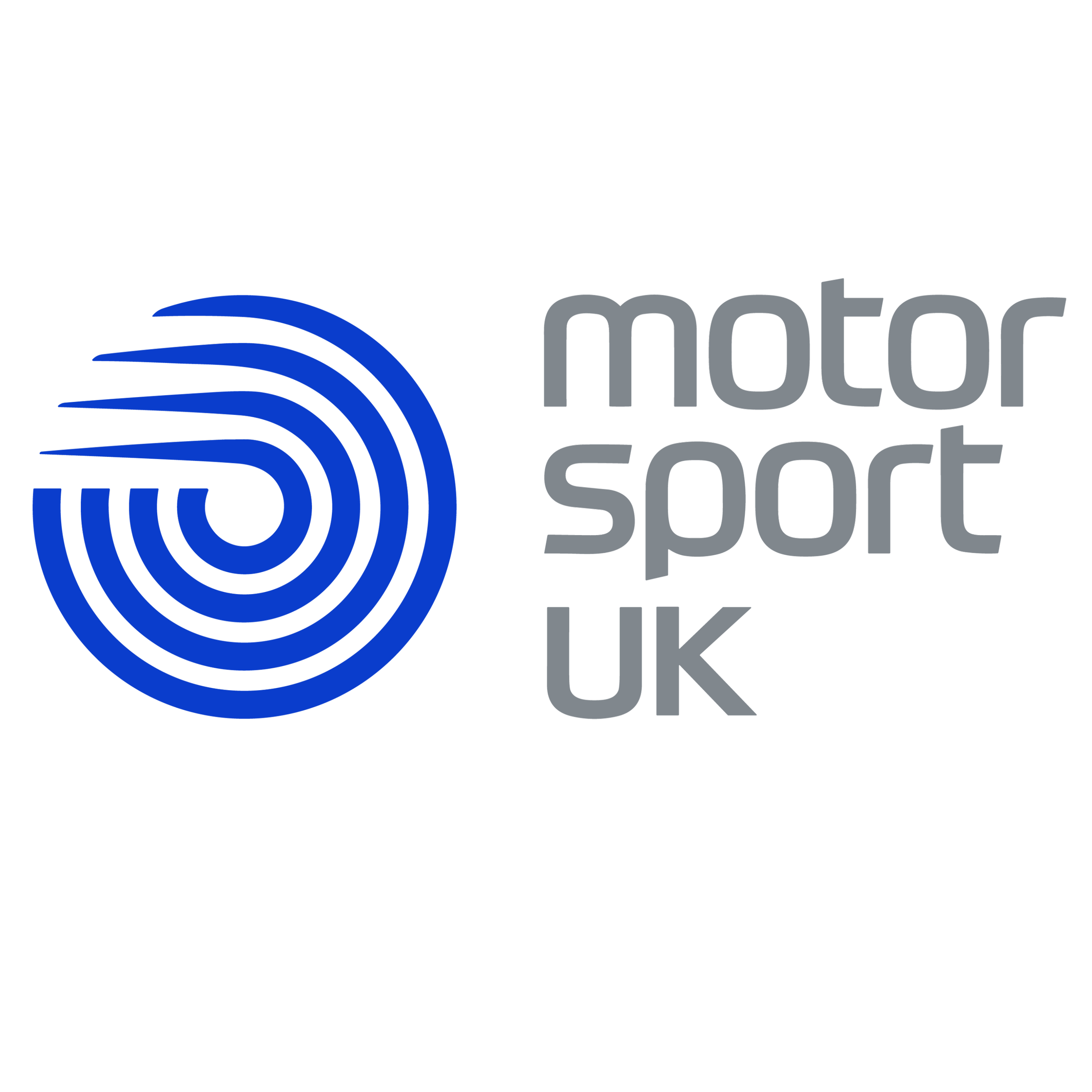 Logo of Motor Sport UK featuring a blue circular emblem and stylized text.