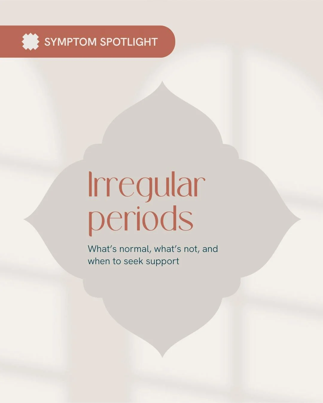 Irregular periods - normal&hellip; or not? 👀

During perimenopause, cycles often change:
 &bull; closer together or further apart
 &bull; heavier or lighter
 &bull; missed, then back again

It&rsquo;s common, but it&rsquo;s not something to ignore.
