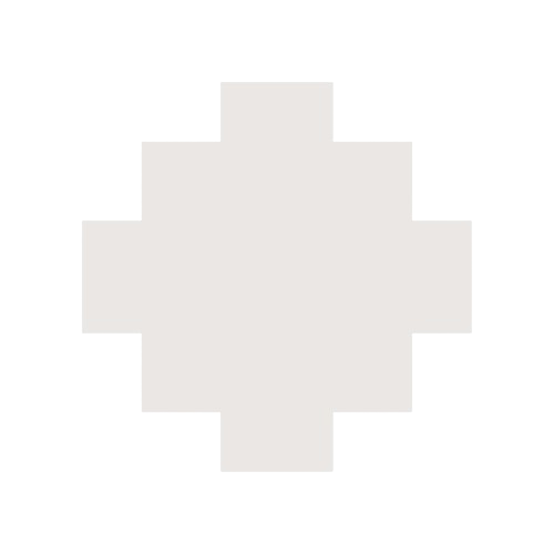 A light coloured circular design with four outward extensions on a white background.