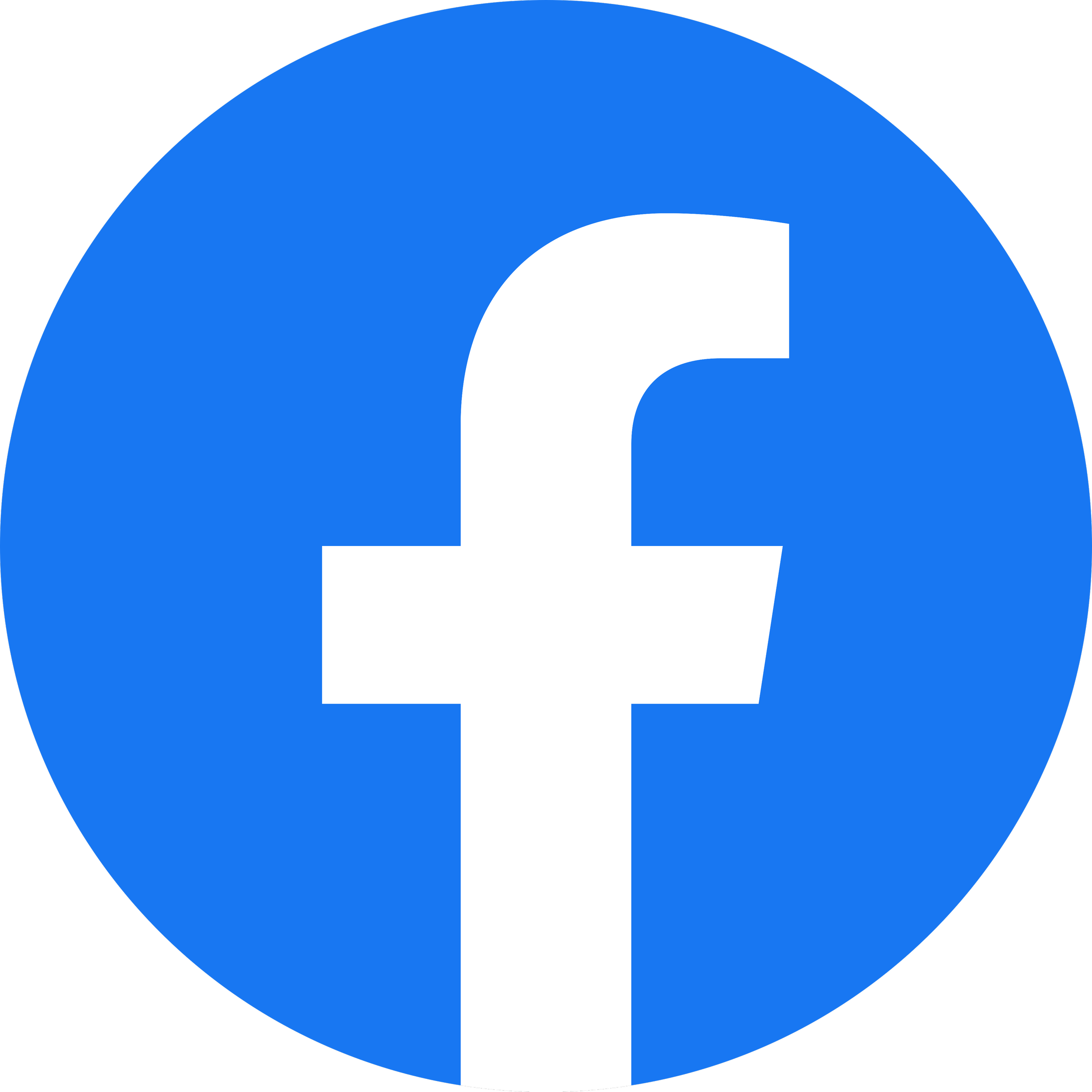 Facebook logo with a white lowercase 'f' on a blue circular background.