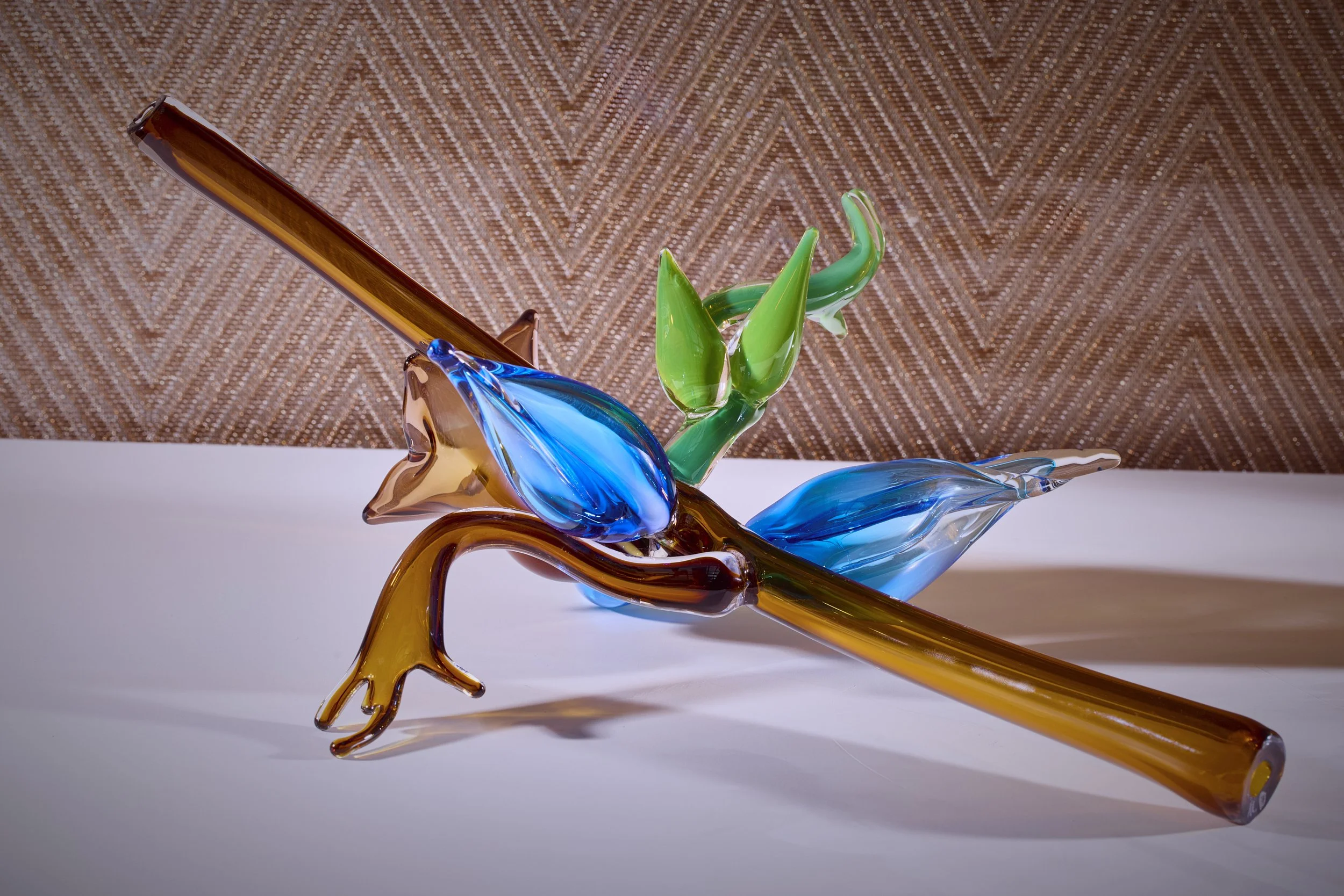 Michèle Oberdieck's Blue Uprising currently on show at the top of the stairs to the Atrium restaurant at Mandarin Oriental Mayfair. QEST
