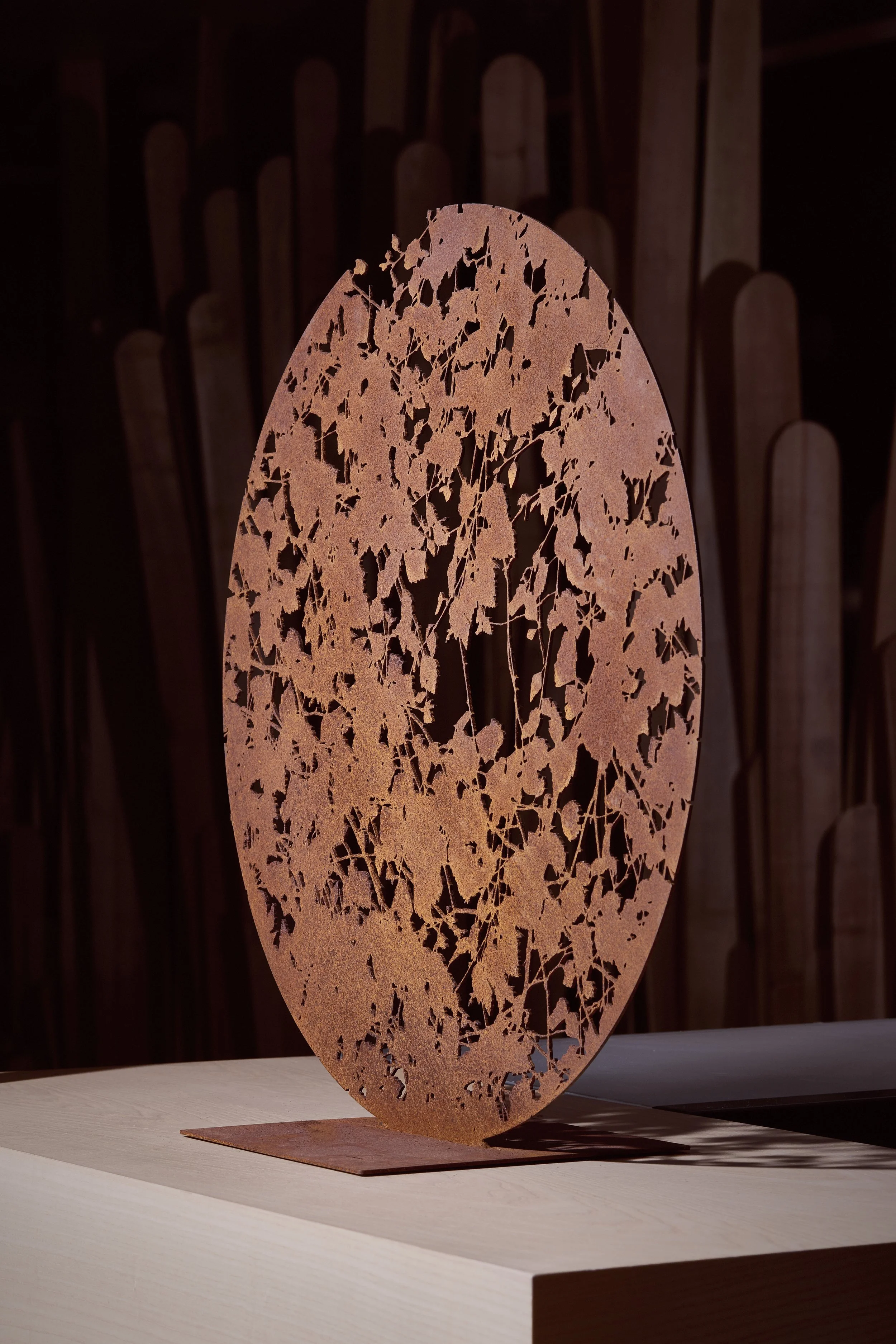 Mandarin Oriental Mayfair Ian Turnock Light Falling Through the Trees sculpture in cortes steel