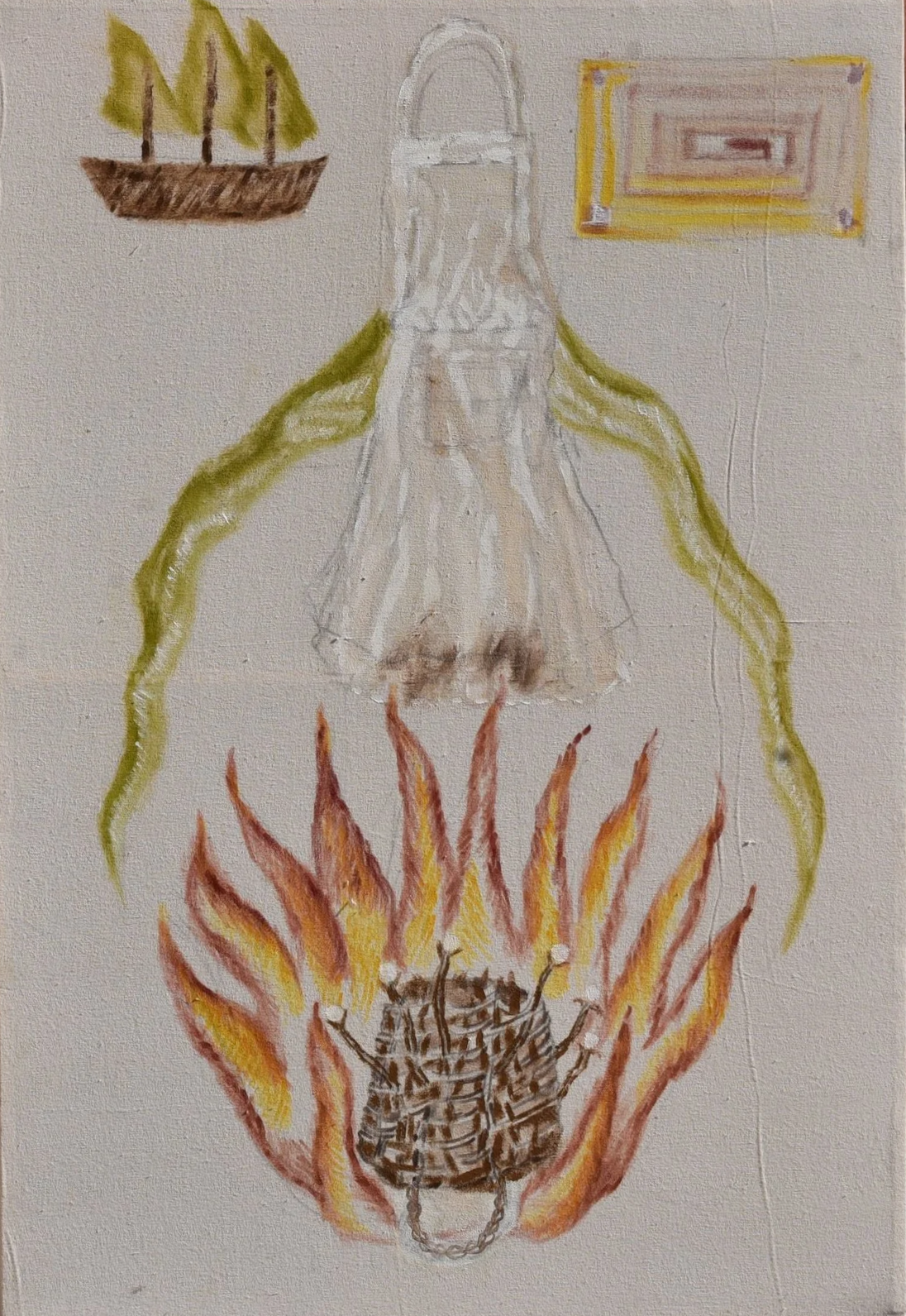 La Mantide, 2024,

70 × 100 cm,

linen and poppy oil on canvas