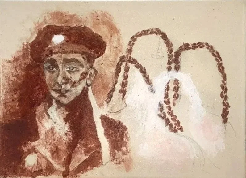 Willi crossing the Braid Bridges, 2023,

40 × 20 cm,

poppy oil and wax on canvas